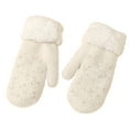 thumbnail image 1 of MIASHUI Women's Pearl Fuzzy Gloves, Winter Warm Knitted Gloves with Plush Lining, Fashionable Gloves for Riding and Outdoor, Soft Comfortable Fit White, 1 of 5
