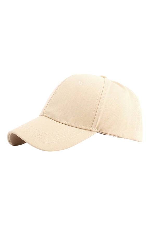 Women's Ponytail Baseball Cap Cotton Summer Sun Hat Back Opening Adjustable Visor Cap for Running Outdoor Khaki