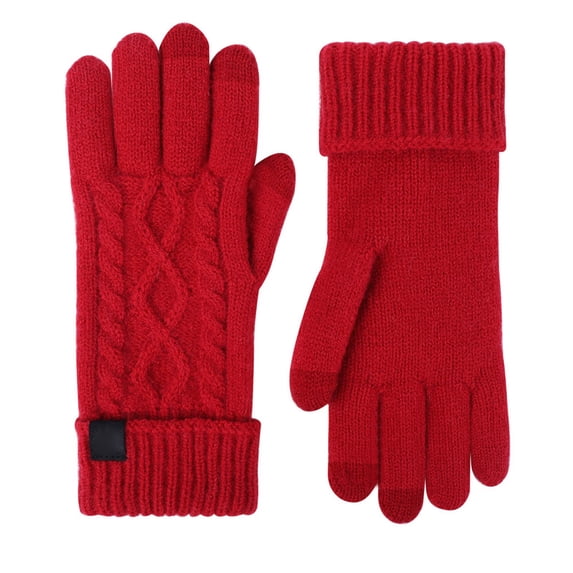 MIASHUI Women's Pure Wool Fingerless Gloves, Winter Warm Gloves for Driving & Riding, Touchscreen Compatible Gloves, Soft Comfortable Fit Red