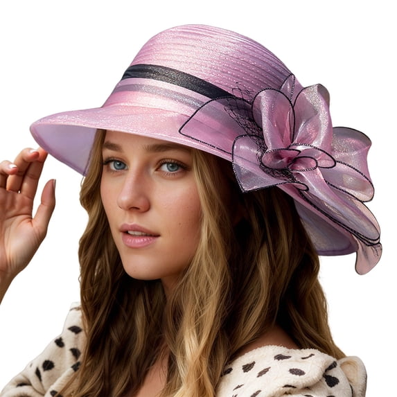 MIASHUI Elegant Women's Wide Brim Sun Hat for Wedding Tea Party Summer Outdoor Occasions Purple,M