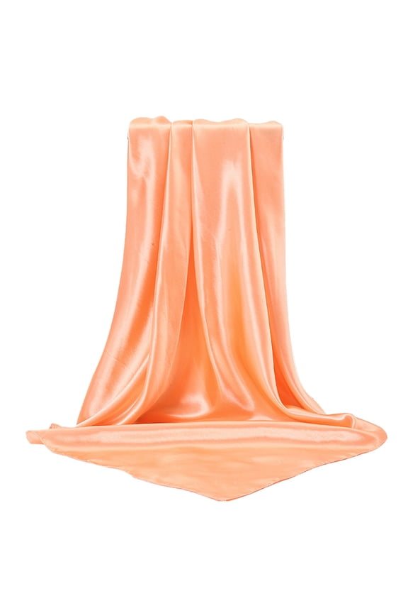 Women's Purple Solid Satin Scarf, Large Square Shawl with Silk Feel, Multipurpose Headwrap for Fashion Orange