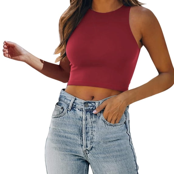 MIASHUI Women's Racerback Bodysuit Tank Top Sleeveless Stretch Fit Comfortable Casual Wear Red,M