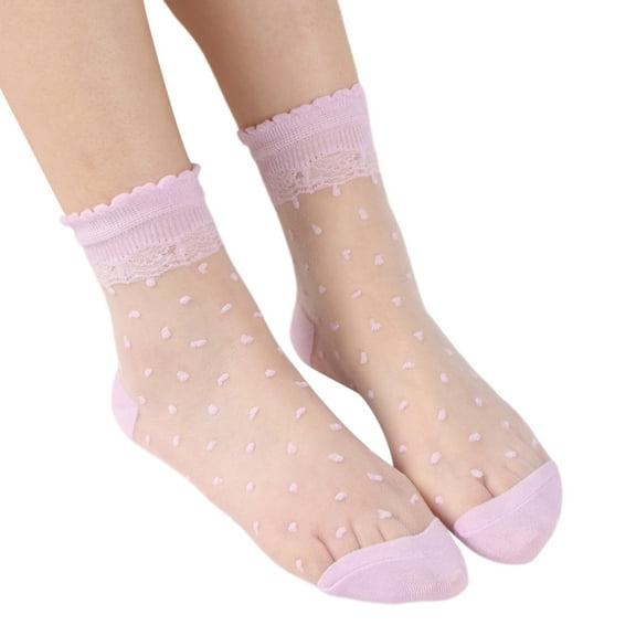 MIASHUI Women's Sheer Dot Ankle Socks Transparent Socks Breathable Low Cut Socks for Women Fashion Summer Socks Purple