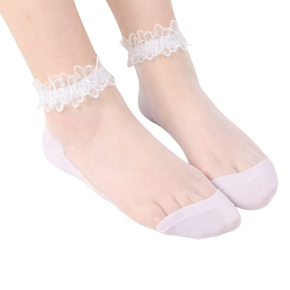 MIASHUI Women's Sheer Lace Ankle Socks Transparent Socks Fashion Low Cut Socks for Women Delicate Socks Purple
