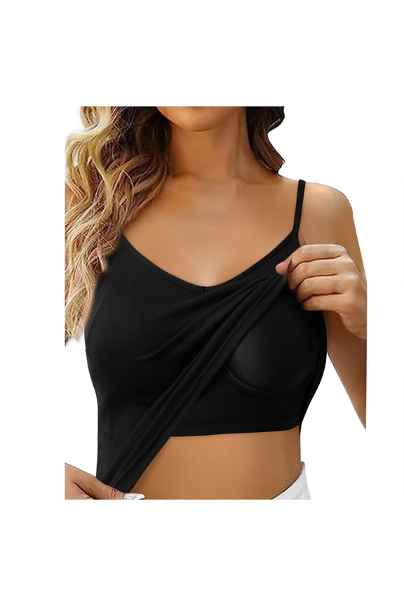 Women's Shelf Bra Camisole with Adjustable Spaghetti Straps for Comfortable Layering Black,L