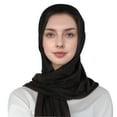 thumbnail image 1 of MIASHUI Women's Simple Solid Color Head Scarf Cap, Single-Layer Brim Hood Scarf, Lightweight Beanie Scarf for Casual Wear, Versatile Pull-On Scarf Hat Black, 1 of 2