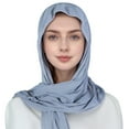 thumbnail image 1 of MIASHUI Women's Simple Solid Color Head Scarf Cap, Single-Layer Brim Hood Scarf, Lightweight Beanie Scarf for Casual Wear, Versatile Pull-On Scarf Hat Grey, 1 of 2