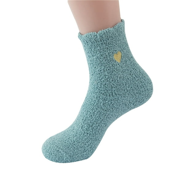 MIASHUI Women's Sleep Socks with Heart Print Thermal Socks for Women Cozy Winter Socks G