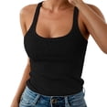 thumbnail image 1 of MIASHUI Women's Slim Fit Ribbed Tank Top Spaghetti Strap Camisole for Layering and Casual Wear Black,XXL, 1 of 6