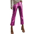 thumbnail image 1 of MIASHUI Women's Slimming Nightclub Glitter Casual Pants Comfortable Ankle Length Trousers Solid Color Party Wear Long Sequin Disco Pants for Women Hot Pink,L, 1 of 5