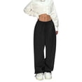 thumbnail image 1 of MIASHUI Women's Solid Color Casual Sweatpants Elastic Waist with Drawstring Comfortable Athletic Lounge Wear Long Jogging Running Pants for Women Black,L, 1 of 3