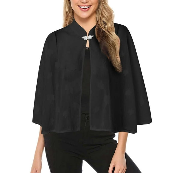 MIASHUI Women's Solid Color Chiffon Shawl Cape Versatile Match Strapless Dress Outerwear Top, Scarf for Women, Fashion Scarf Black