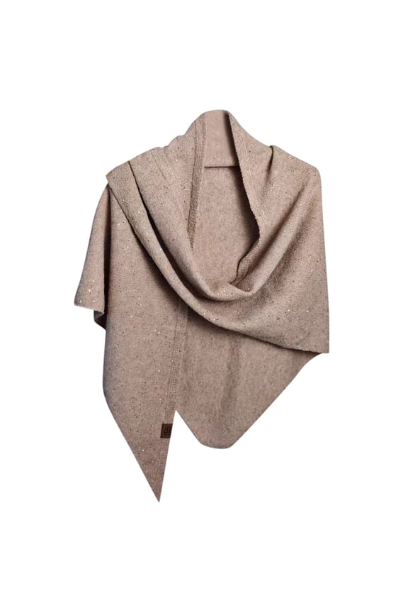 Women's Solid Color Sequins Triangle Scarf, Scarf for Women, Fashion Scarf for Parties, Glitter Scarf Beige