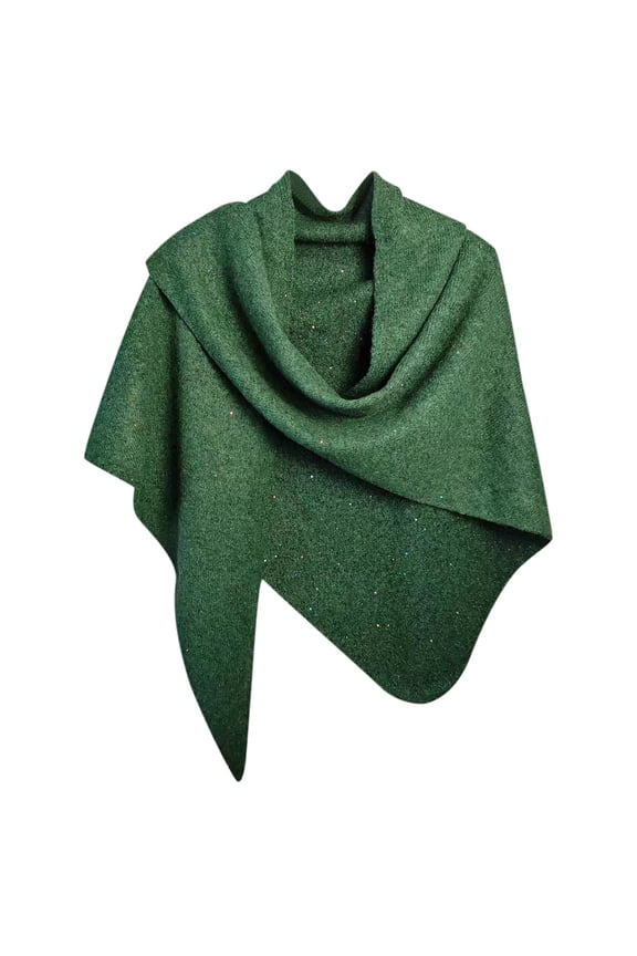 Women's Solid Color Sequins Triangle Scarf, Scarf for Women, Fashion Scarf for Parties, Glitter Scarf Green