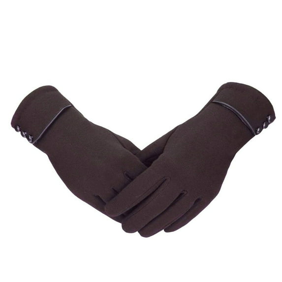 MIASHUI Women's Solid Color Touchscreen Gloves for Winter, New Style Thermal Thick Gloves for Driving, Cycling, Warmth Brown