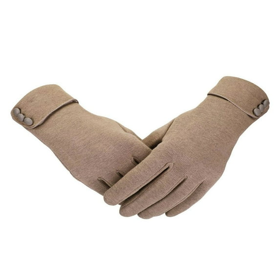 MIASHUI Women's Solid Color Touchscreen Gloves for Winter, New Style Thermal Thick Gloves for Driving, Cycling, Warmth Khaki