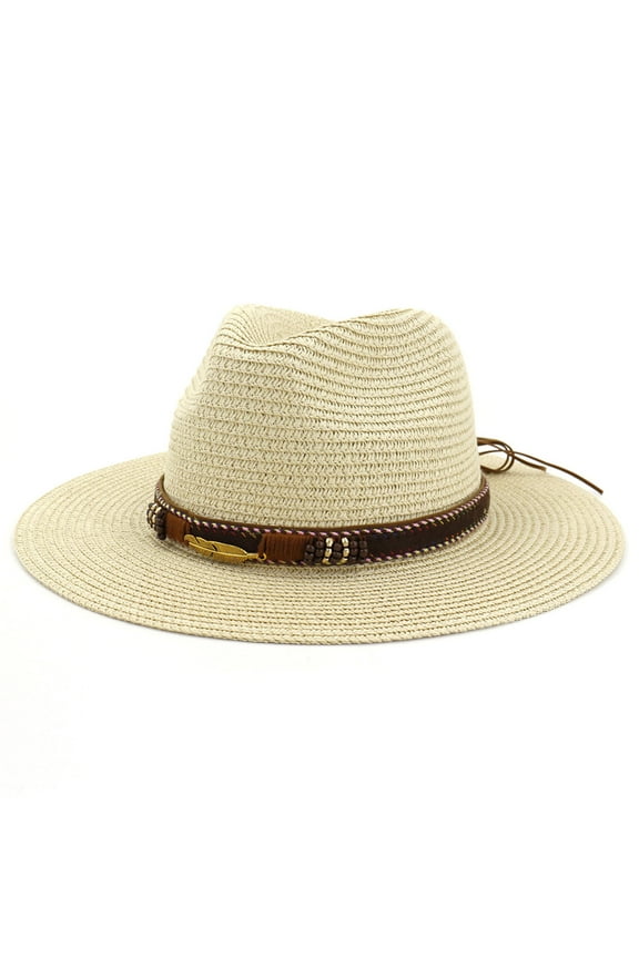 Women's Spray Painted Cowboy Straw Hat with Wide Brim for Sun Protection, Western Style for Outdoor and Casual Wear, Durable for Ranch and Vacation Use Beige