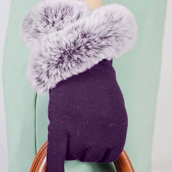 MIASHUI Women's Suede Leather Ski Gloves, Windproof Thermal Riding Gloves for Motorcycle, Snowboarding, Winter Outdoor Sports Purple