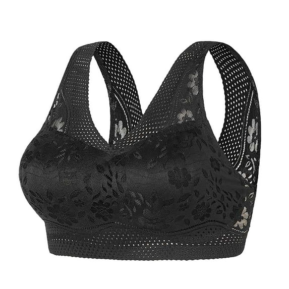 MIASHUI Women's Summer Ice Silk Seamless Beauty Back Bra Gathers Without Steel Ring Wipe Bra Lace Underwear Chest Wrap Sports Vest Black,XL