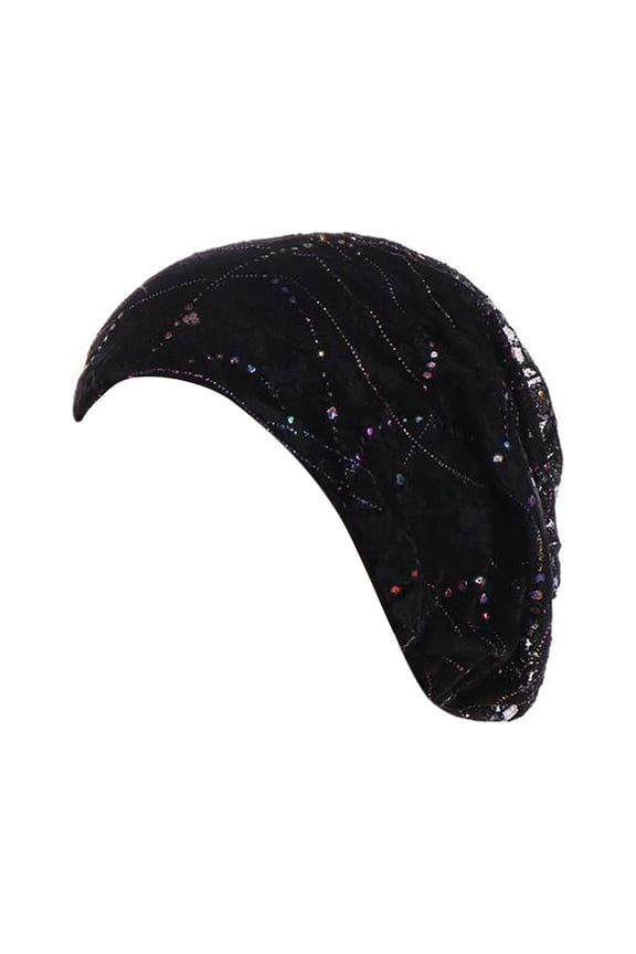 Women's Thin Lace Breathable Head Wrap Cap for Modesty and Comfort, Elastic Fit for Easy Wear, Fashionable for Daily and Special Occasions Black