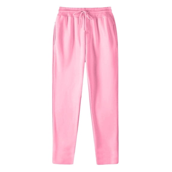 MIASHUI Women's Winter Brushed Sweatpants Straight Leg Wide Joggers Casual Comfort Lounge Athletic Pant Pink,L