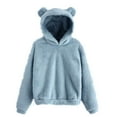 thumbnail image 1 of MIASHUI Women's Winter Bunny Ear Hoodie, Plus Size Loose Fit Pullover, Cute Long Sleeve Sweater Style Sweatshirt Light Blue,L, 1 of 5