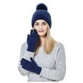 thumbnail image 1 of MIASHUI Women's Winter Hat and Touchscreen Gloves Set Warm Knit and Mittens for Outdoor Navy, 1 of 7