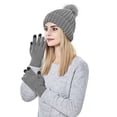 thumbnail image 1 of MIASHUI Women's Winter Hat and Touchscreen Gloves Set Warm Knit and Mittens for Outdoor Silver, 1 of 5