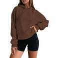thumbnail image 1 of MIASHUI Women's Winter Solid Color Lined Hoodie, Plus Size Drop Shoulder Pullover, Casual Loose Fit Hooded Sweatshirt Coffee,XXXXXL, 1 of 6