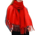 thumbnail image 1 of MIASHUI Women's Winter Warm Solid Color Tassel Shawl Scarf for Cold Weather Fashion Accessory Red, 1 of 4