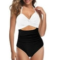 thumbnail image 1 of MIASHUI Women's&nbsp;Halter Neck One Piece Swimsuit Hollow Out High Waist With Front Tie&nbsp;Swimwear White,XL, 1 of 4