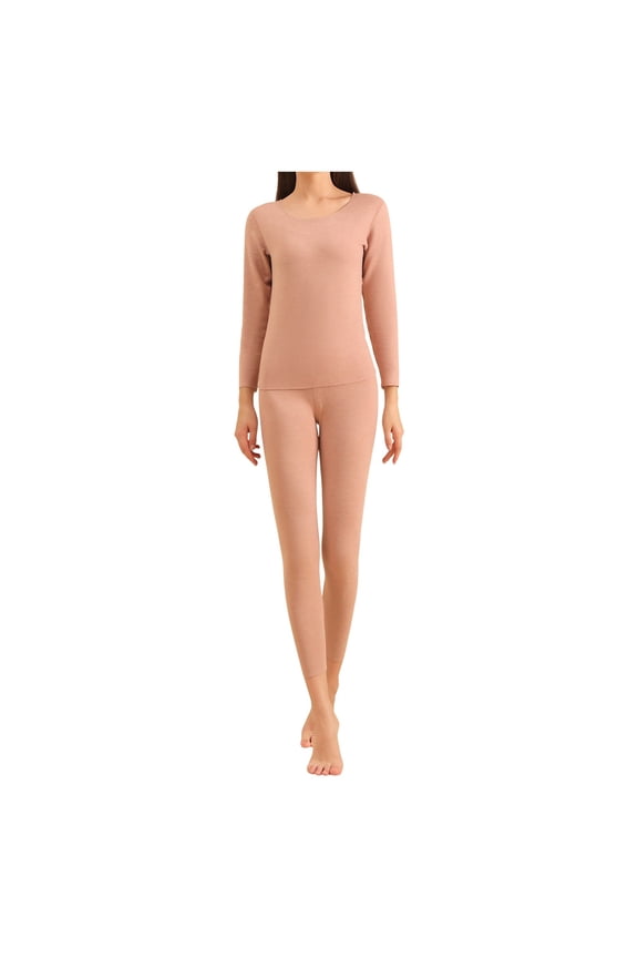 Womens Clothing Cashmere Silk Blend&nbsp;Thermal Underwear&nbsp;Set Mens Velvet Long Johns Base Layer 2Piece Set For Winter Khaki,L