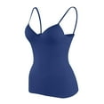 thumbnail image 1 of MIASHUI Womens V Neck Sleeveless Tank Yoga Basic Tops with Built in Bra,Dark Blue,XS, 1 of 7