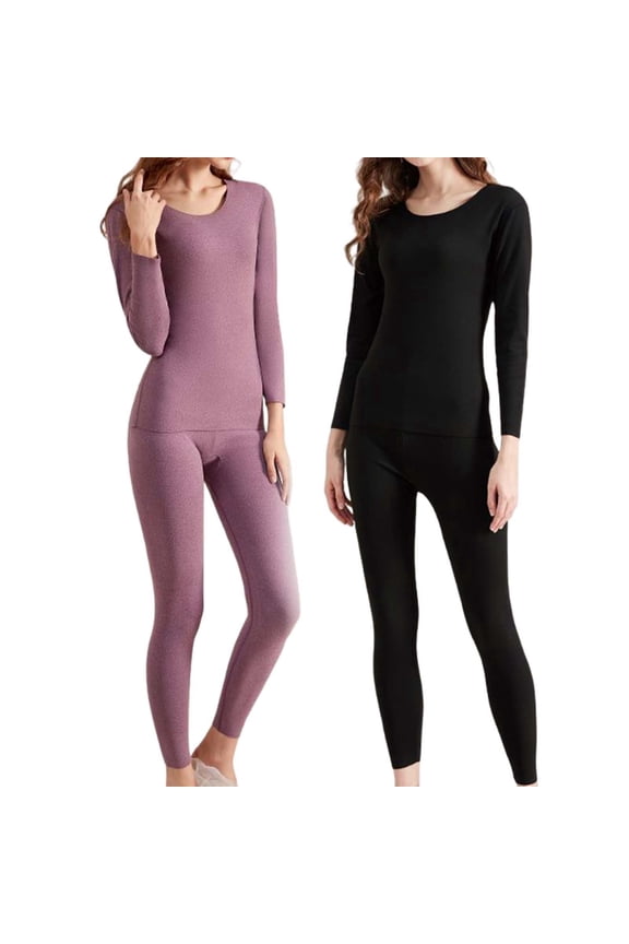 Womens Thermal Underwear 2Piece Set Breathable Winter Base Layer Ski Underwear For Women Winter Warm Bottom Layer Purple,L