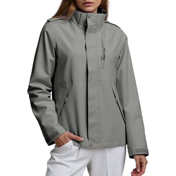MIASHUI Womens Windproof Outdoor Jacket Stylish Versatile Unisex For Couples Waterproof Casual Loose Fit Trendy Coat Army Green,M