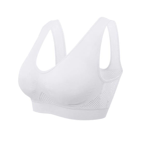 MIASHUI Yoga Bra Hollowed Out Mesh Sports Underwear Women's Vest Running Back Yoga Fitness Bra for Optimal Comfort and Support White,XXXXXXL