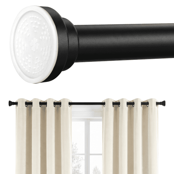 MIBOTE Curtain Rods 32-85 Inch,Adjustable Curtain Rod for Windows,Modern Design, Easy Installation,Black