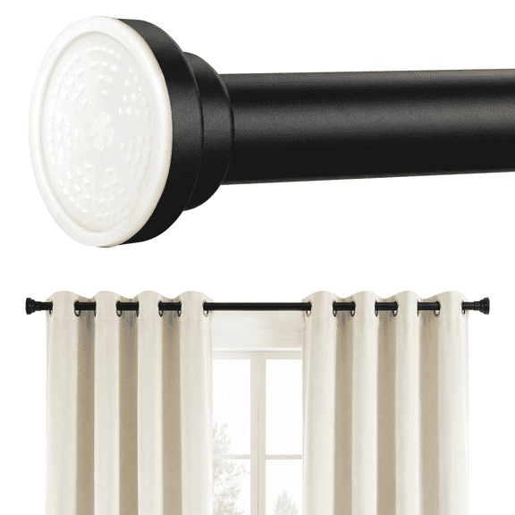 MIBOTE Shower Curtain Rod 32-85 Inch,Adjustable Curtain Rod for Windows,Modern Design, Easy Installation,Black