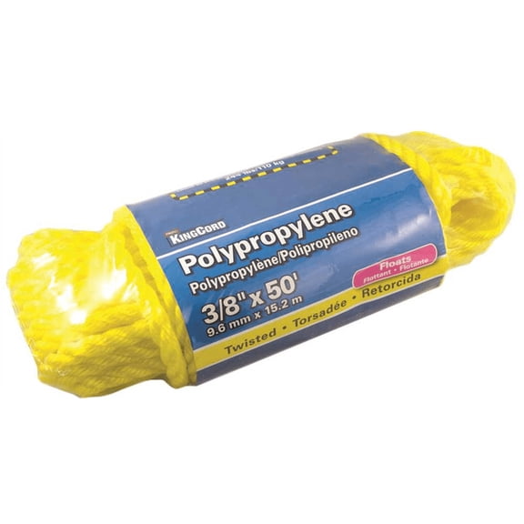 MIBRO 300061BG 3/8 in. x 50 ft. Yellow Twisted Polypropylene Rope 244 lbs. Safe Work Load - Hanked