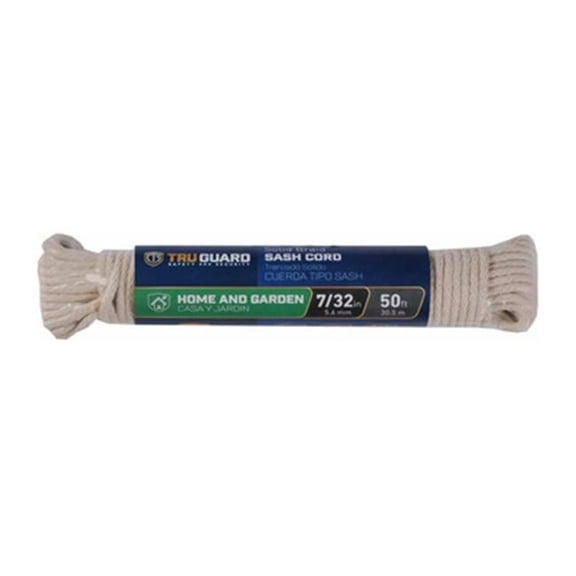 MIBRO Group 231729 0.21 in. x 50 ft. Tru-Guard Smooth Braided Cotton Sash Cord