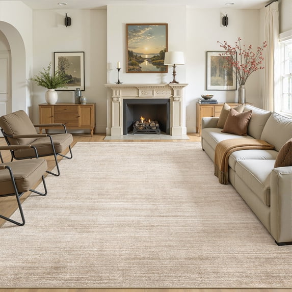 MICGEEK 10x14 Washable Area Rugs for Living Room, Modern Abstract Printed Rug, Vacuum-Friendly, Non Slip Indoor Rug for Bedroom Dining Room Home Decor Carpet, Beige