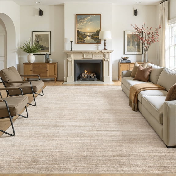 MICGEEK 10x14 Washable Area Rugs for Living Room, Modern Abstract Printed Rug, Vacuum-Friendly, Non Slip Indoor Rug for Bedroom Dining Room Home Decor Carpet, Beige