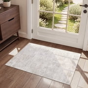 MICGEEK 2X3 Washable Area Rugs for Living Room, Modern Abstract Printed Rug, Vacuum-Friendly, Non Slip Indoor Rug for Bedroom Dining Room Home Decor Carpet, Bei