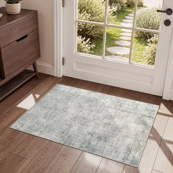 MICGEEK 2X3 Washable Area Rugs for Living Room, Modern Abstract Printed Rug, Vacuum-Friendly, Non Slip Indoor Rug for Bedroom Dining Room Home Decor Carpet, Green