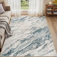 thumbnail image 1 of MICGEEK 5x7 Washable Area Rugs for Living Room, Modern Abstract Printed Rug, Vacuum-Friendly, Non Slip Indoor Rug for Bedroom Dining Room Home Decor Carpet, Blue/Brown, 1 of 10