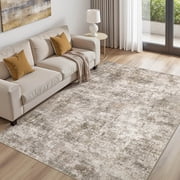 MICGEEK 5x7 Washable Area Rugs for Living Room, Modern Abstract Printed Rug, Vacuum-Friendly, Non Slip Indoor Rug for Bedroom Dining Room Home Decor Carpet, Bro