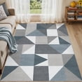 thumbnail image 1 of MICGEEK 6x9 Washable Area Rugs for Living Room, Modern Geometric Printed Rug, Vacuum-Friendly, Non Slip Indoor Rug for Bedroom Dining Room Home Decor Carpet, Blue&Gray, 1 of 10