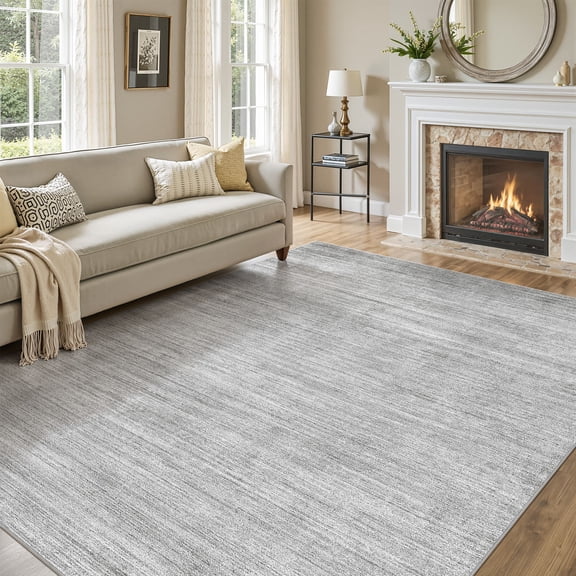 MICGEEK 8x10 Washable Area Rugs for Living Room, Modern Abstract Printed Rug, Vacuum-Friendly, Non Slip Indoor Rug for Bedroom Dining Room Home Decor Carpet, Gray