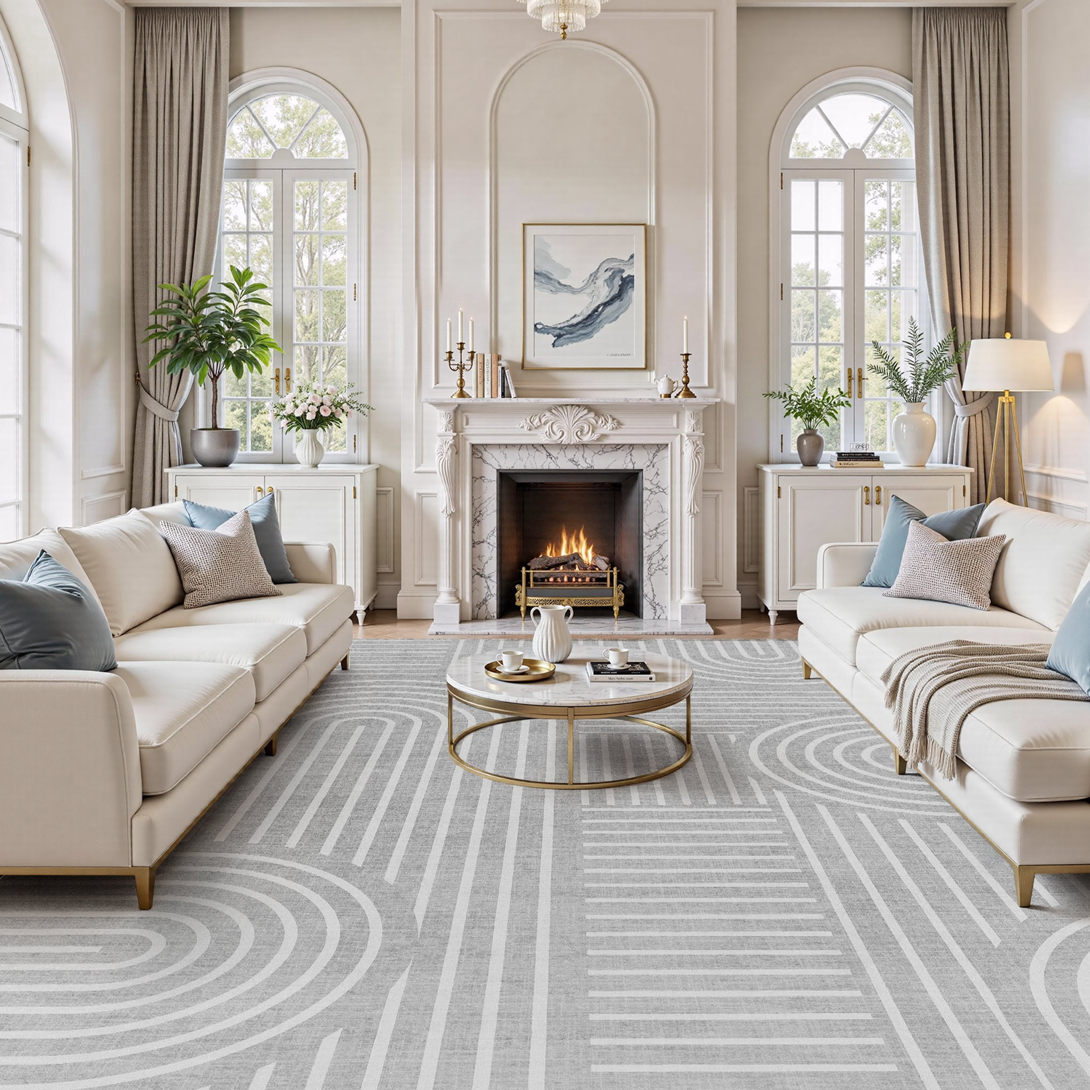 MICGEEK 9'x12' Area Rugs for Living Room, Washable Non-slip Soft Indoor Modern Boho Rug for Bedroom Dining Room Office Home Decor Carpet,Gray