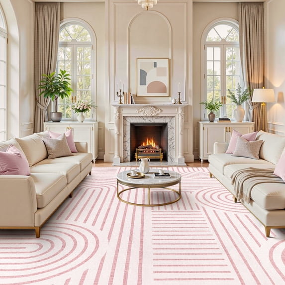 MICGEEK 9'x12' Large Area Rugs for Living Room, Washable Non-slip Soft Indoor Modern Boho Rug for Bedroom Dining Room Office Home Decor Carpet,Pink